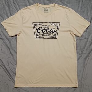 Lucky Brand Coors Banquet Beer Embroidered Navy Logo T-shirt